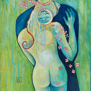 Painting of a man and woman naked on display
